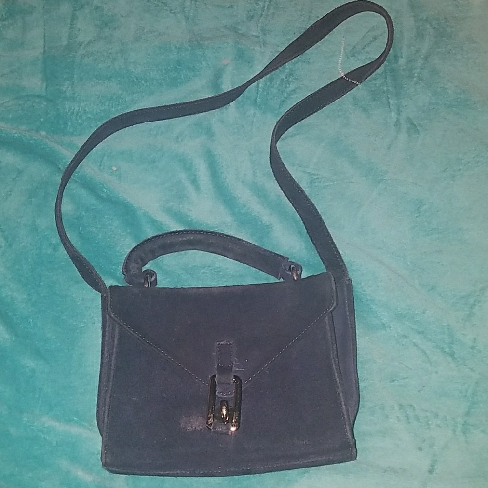 Cooperative navy suede shoulder bag